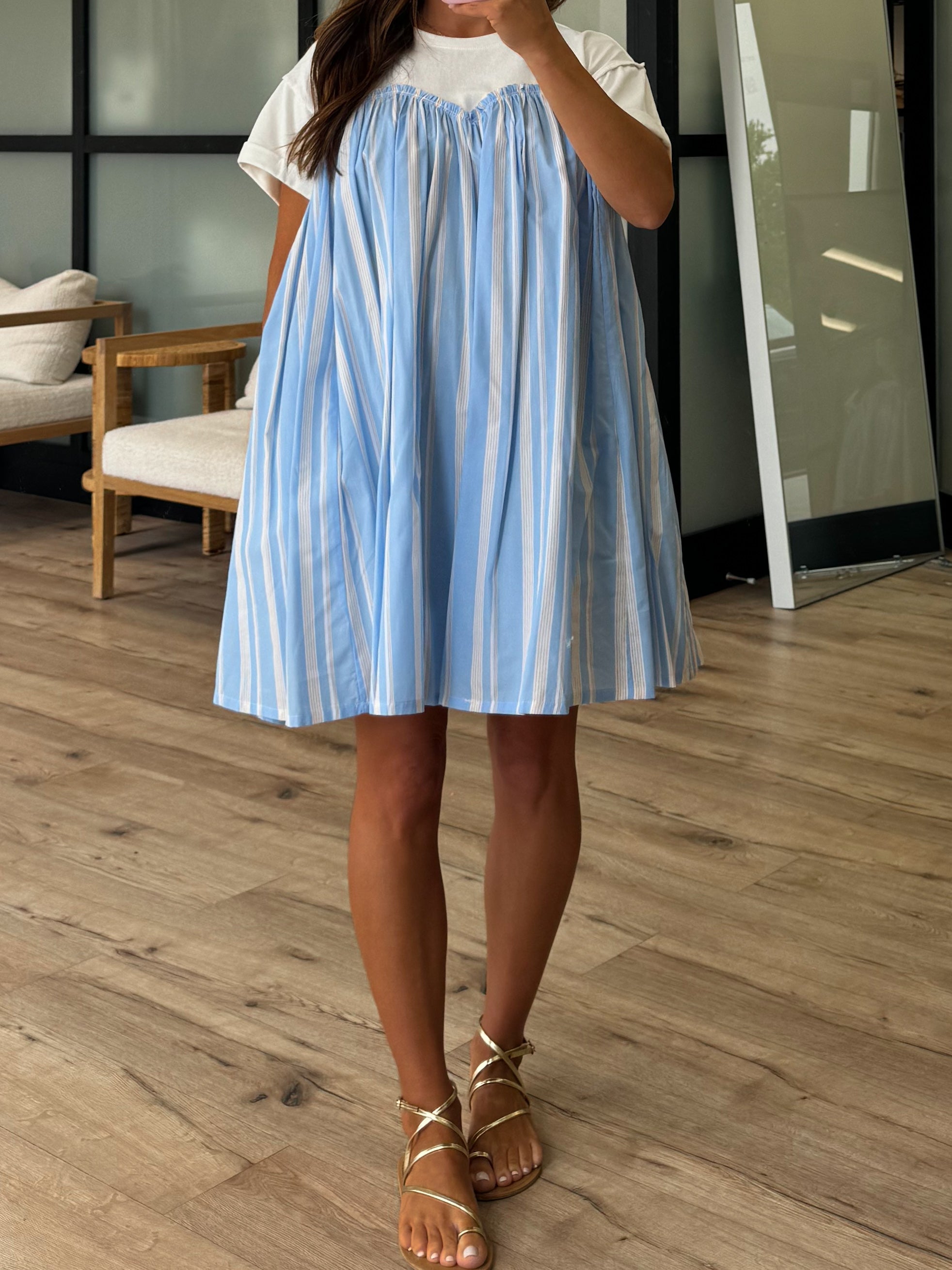 Poplin T-Shirt Dress | Blue | +Plus Available | FINAL SALE