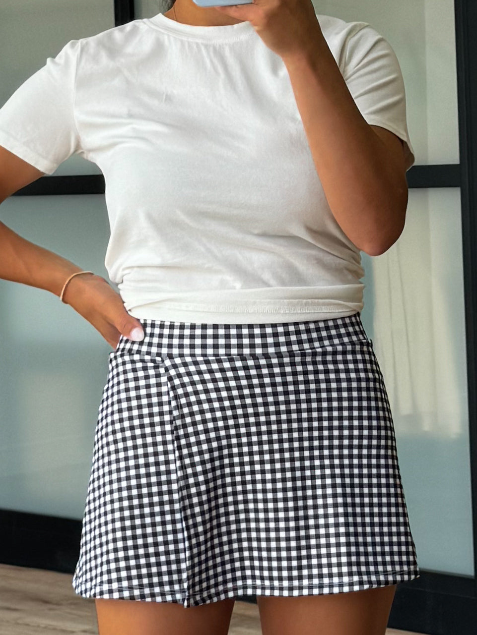 Gingham Active Skort | Black | RESTOCK
