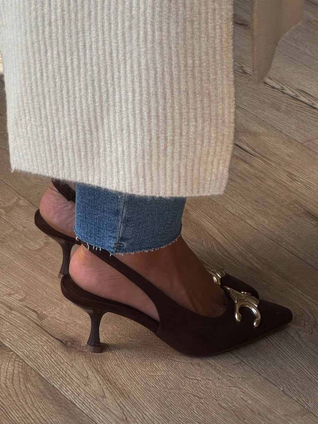 Triomphe Slingback Kitten Heels | Chocolate | RESTOCK