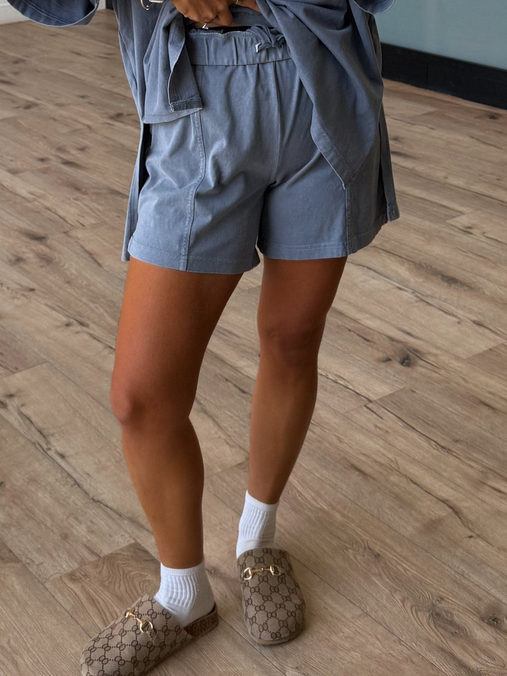 Days End Cotton Shorts | Dusty Blue | +Plus Available | RESTOCK