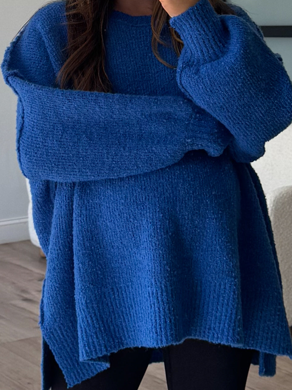 Lev Textured Sweater | Cobalt | +Plus Available | RESTOCK