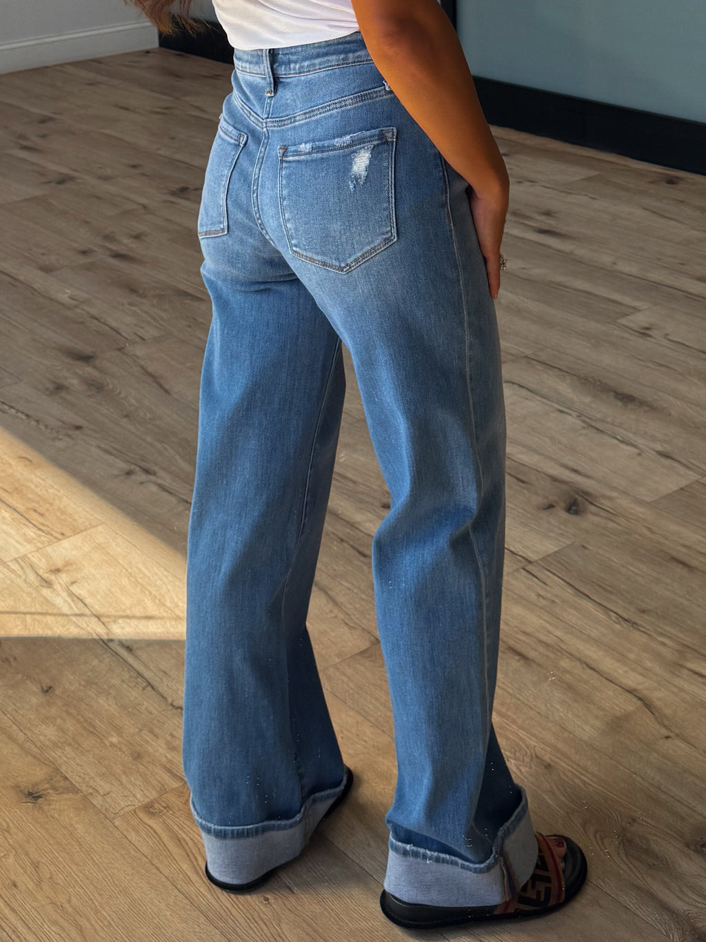 Merritt Wide-Leg Cuff Jeans