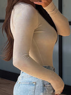 Essential Ribbed Long Sleeve | Bone | +Plus Available | RESTOCK