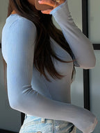 Essential Ribbed Long Sleeve | Baby Blue | +Plus Available | RESTOCK