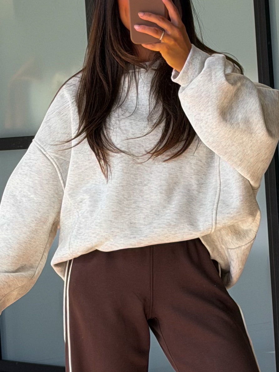 Penelope Crew Pullover | Heather Grey