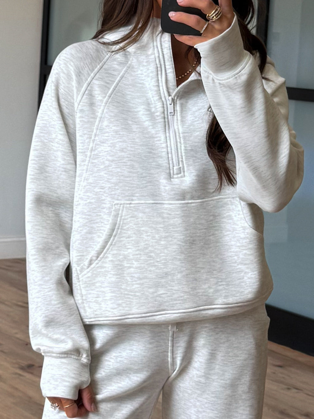 Activate Quarter Zip Hoodie | Light Grey | +Plus Available