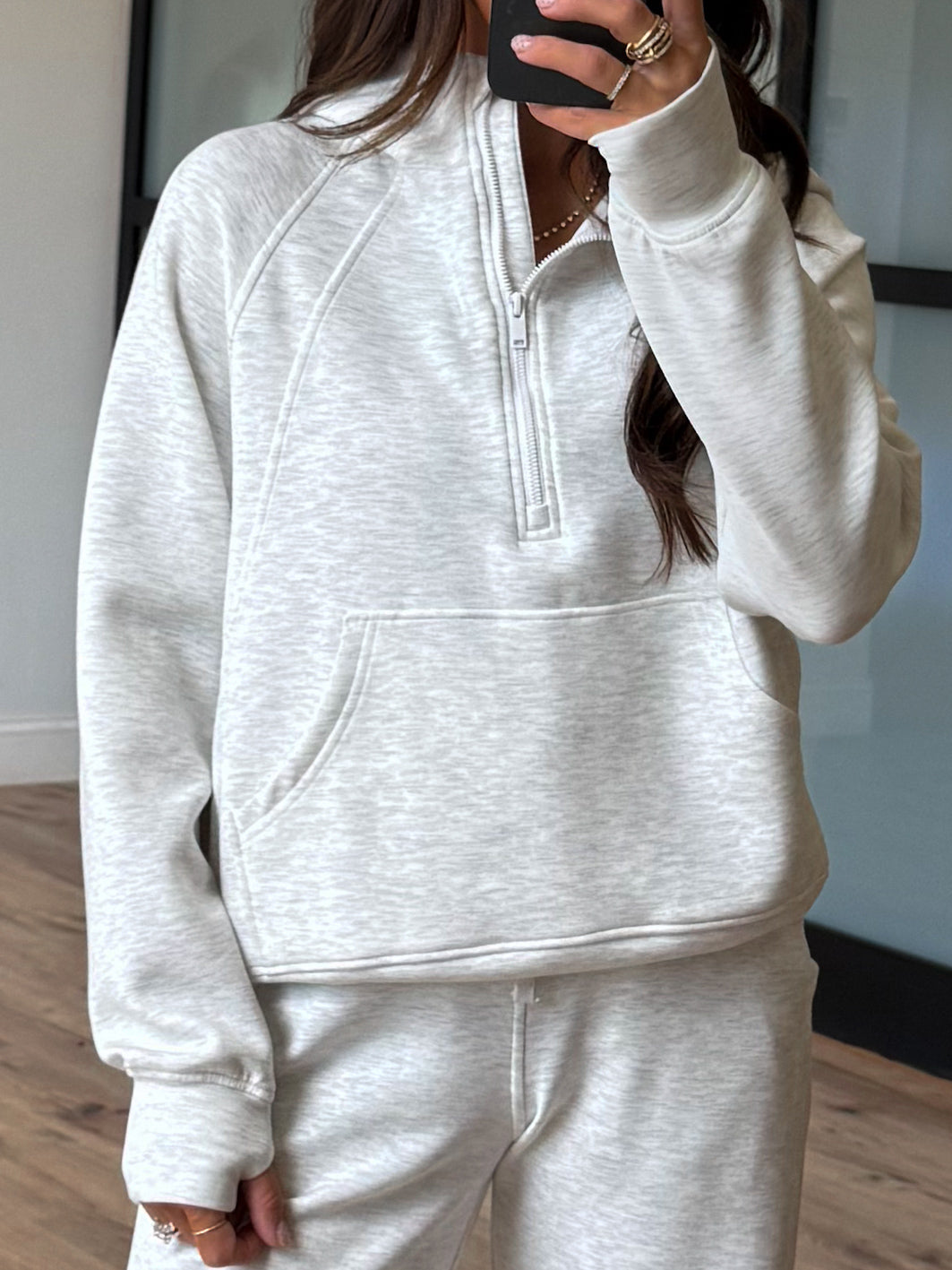 Activate Quarter Zip Hoodie | Light Grey | +Plus Available