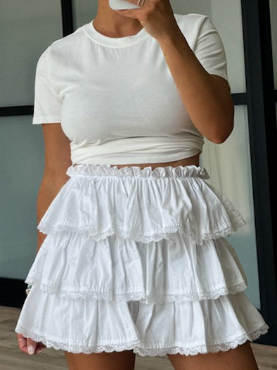Raleigh Ruffle Skort | White