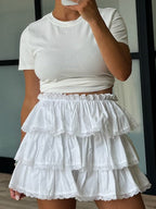 Raleigh Ruffle Skort | White