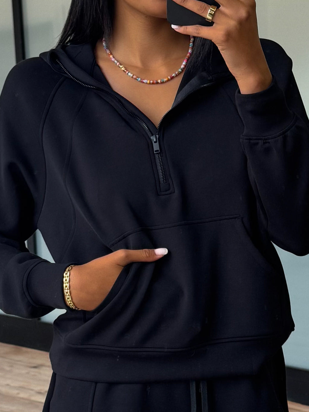 Activate Quarter Zip Hoodie | Black | +Plus Available