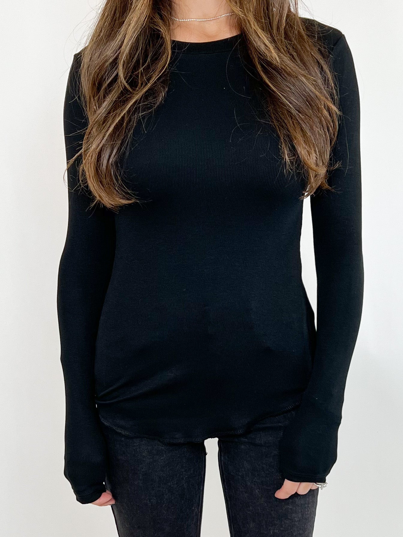 Essential Ribbed Long Sleeve | Black | +Plus Available | RESTOCK