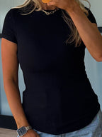 Essential Ribbed Tee | Black | +Plus Available | RESTOCK