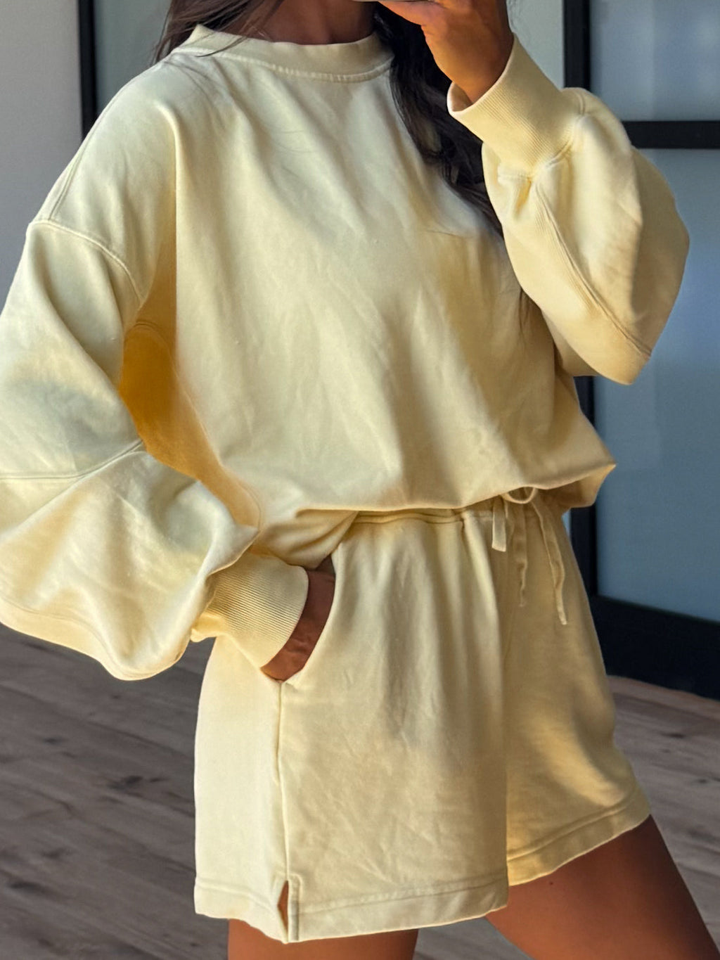 Stone Fade Terry Knit Set | Lemon