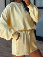 Stone Fade Terry Knit Set | Lemon