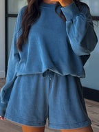 Stone Fade Terry Knit Set | Stormy Blue