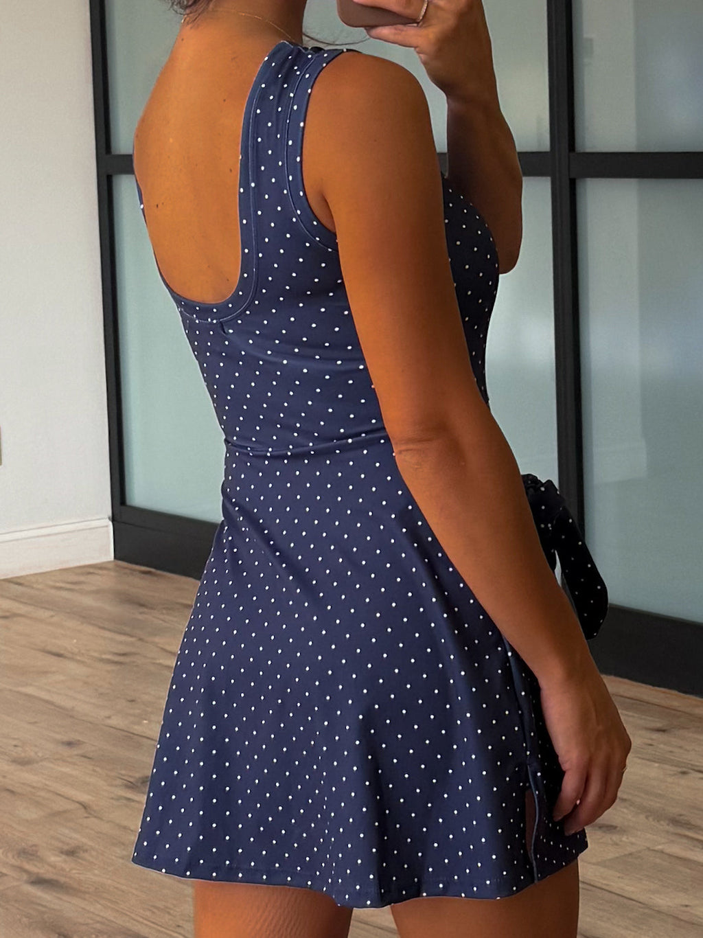 Polka Dot Active Wrap Romper | Navy