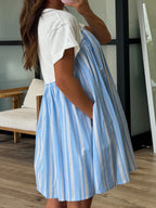 Poplin T-Shirt Dress | Blue | +Plus Available | FINAL SALE