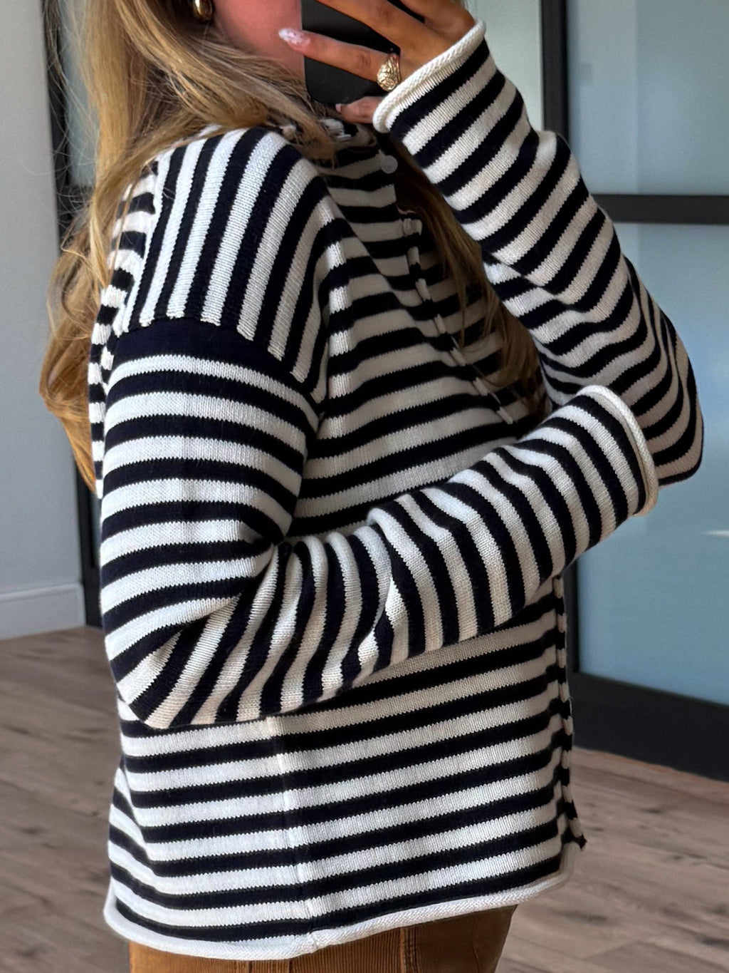 Wynne Button Knit Top | Navy