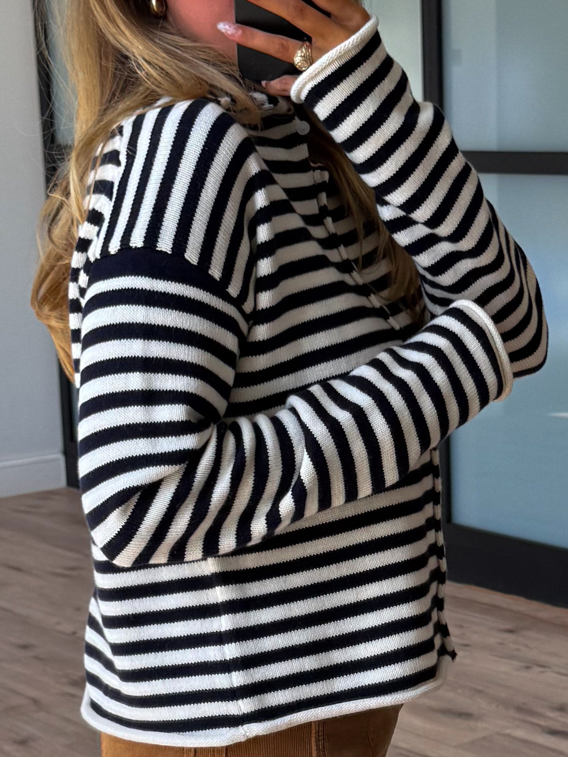 Wynne Button Knit Top | Navy