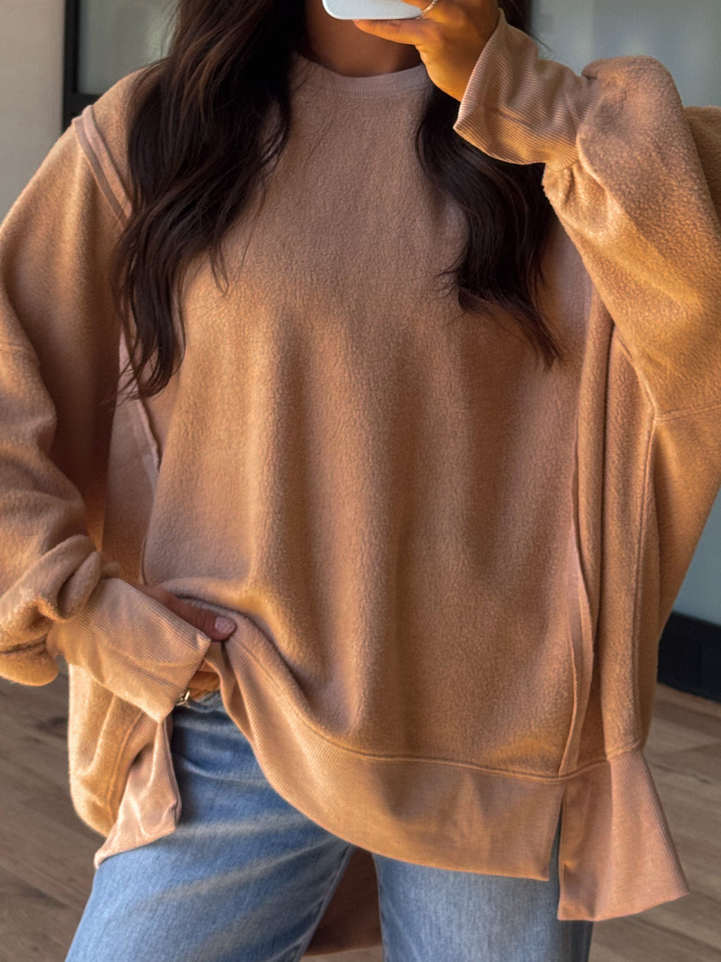 Out + About Brushed Knit Pullover | Taupe