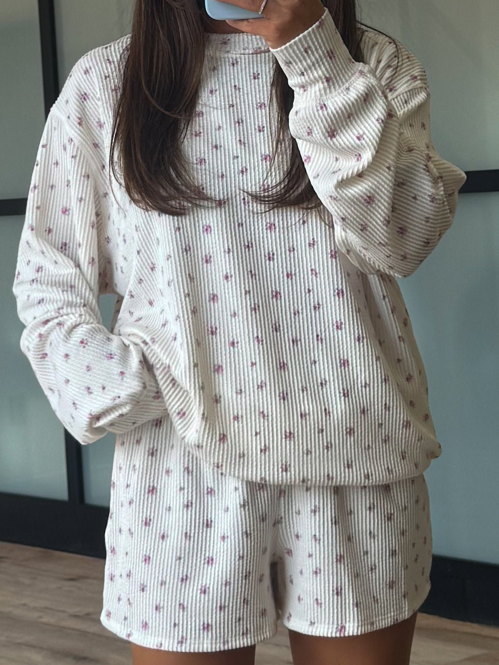 Southern Peony Ribbed Shorts