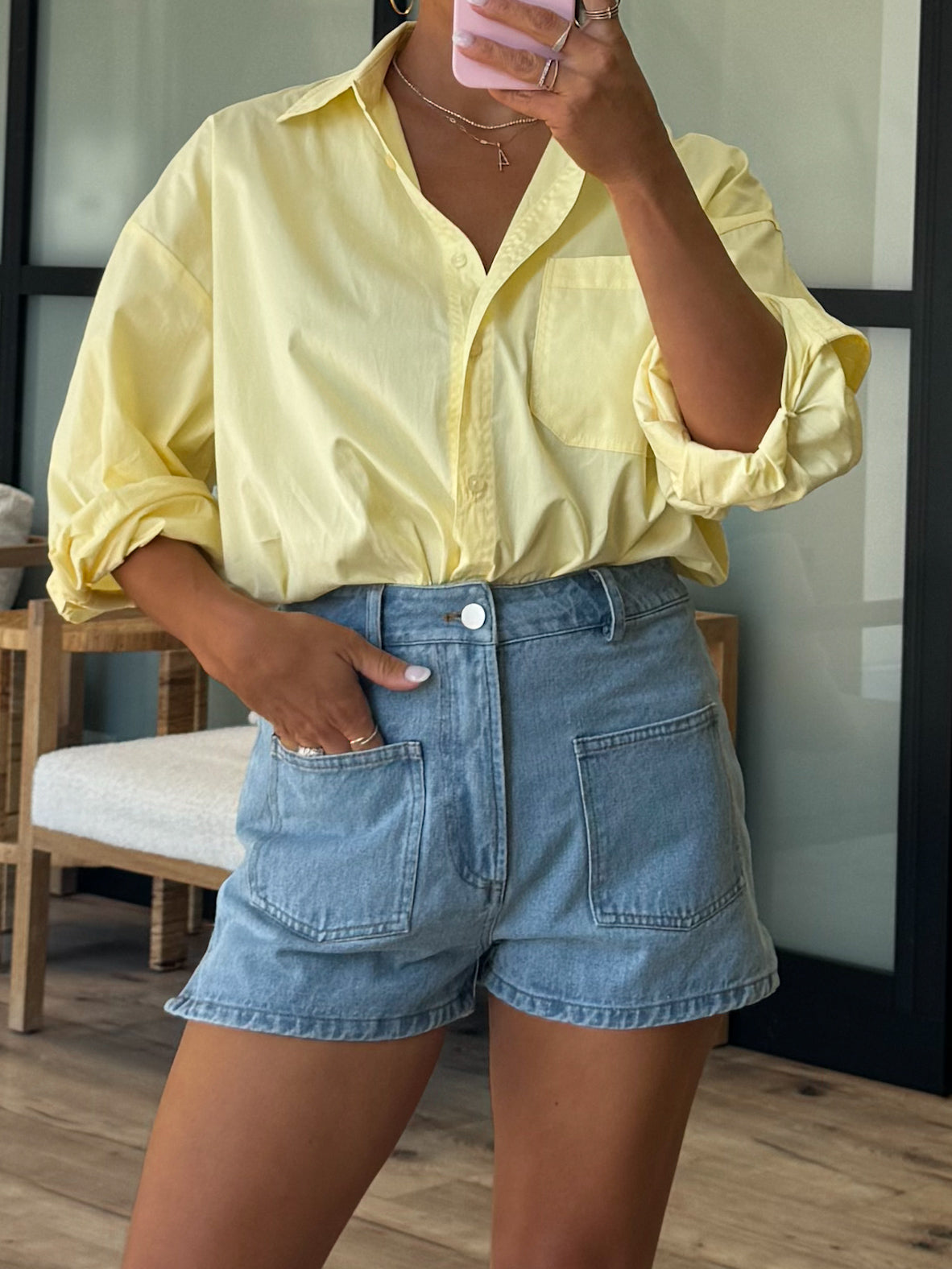 Layken Patch Pocket Denim Shorts