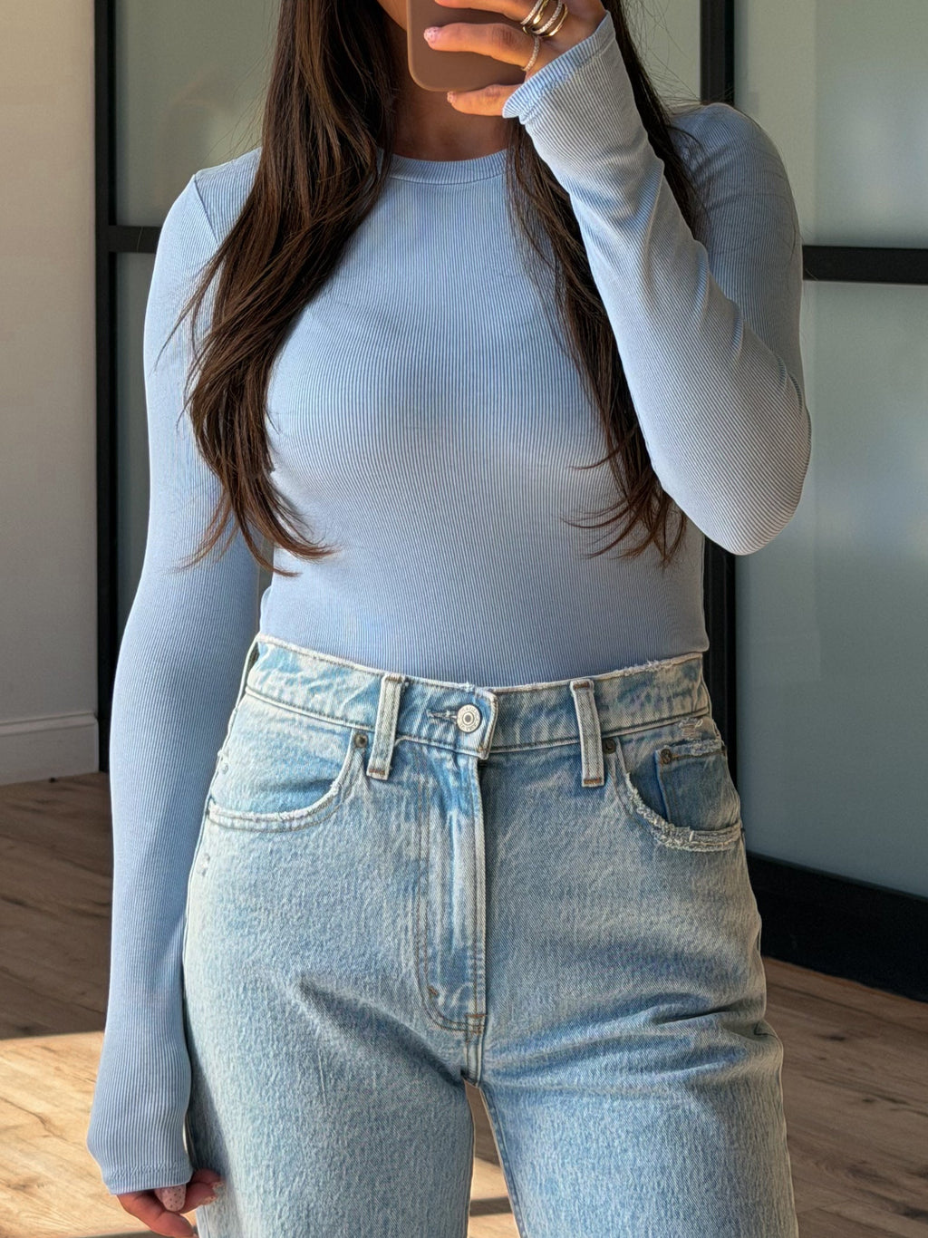 Essential Ribbed Long Sleeve | Baby Blue | +Plus Available | RESTOCK