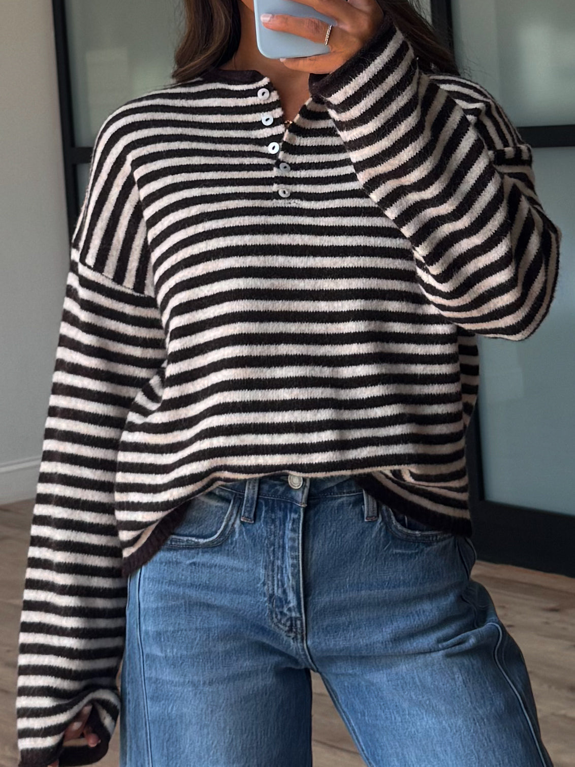 Henley Isla Stripe Sweater | Black Cherry | RESTOCK