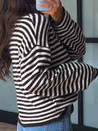 Henley Isla Stripe Sweater | Black Cherry | RESTOCK