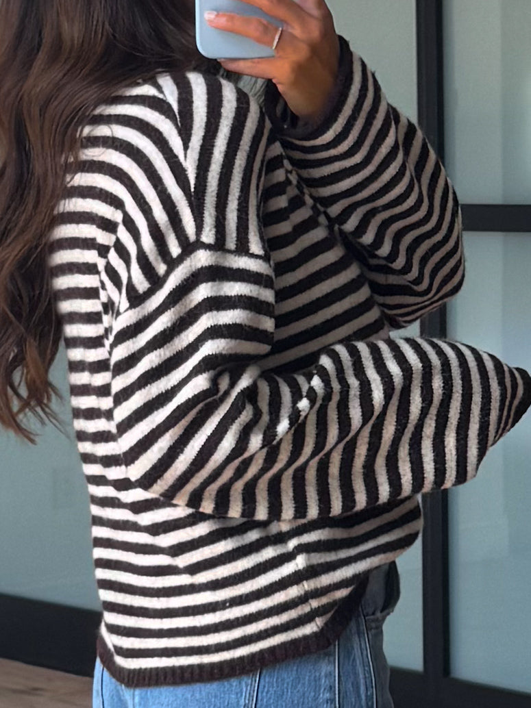 Henley Isla Stripe Sweater | Black Cherry | RESTOCK