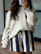 Drawstring Stripe Shorts | Navy