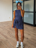 Polka Dot Active Wrap Romper | Navy