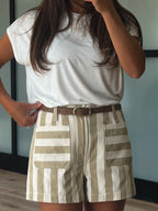 Nicolo Stripe Shorts | Taupe