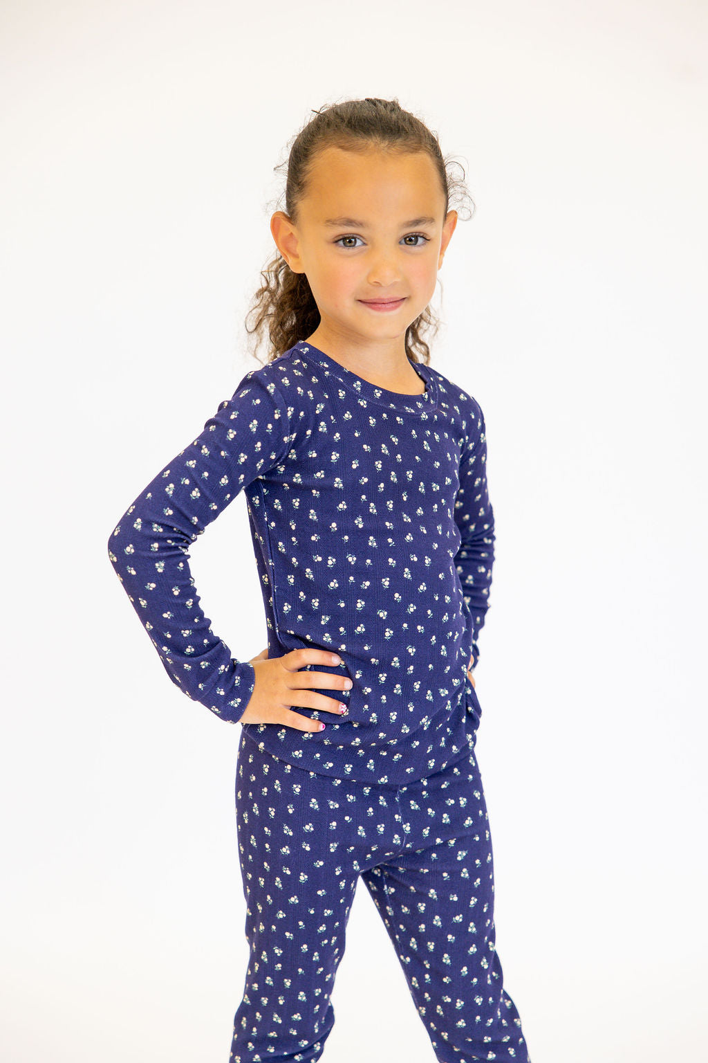 Kids Bamboo Pointelle Two-Piece Set | Navy | Tiny Talulah