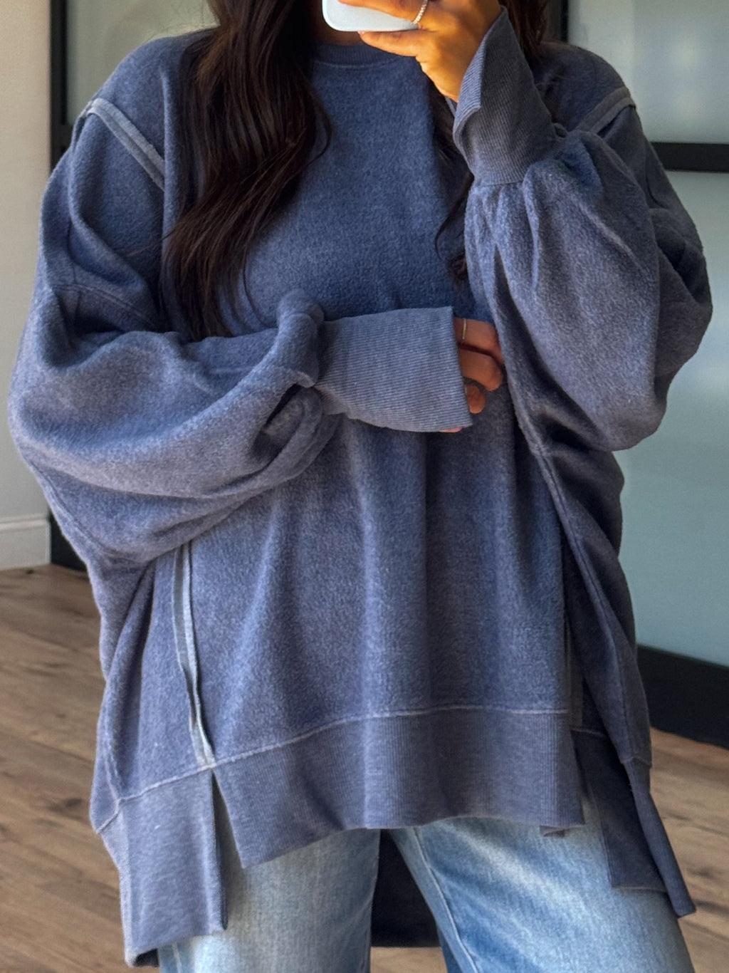 Out + About Brushed Knit Pullover | Dusty Navy