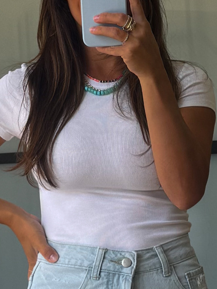 Essential Ribbed Tee | White | +Plus Available | RESTOCK