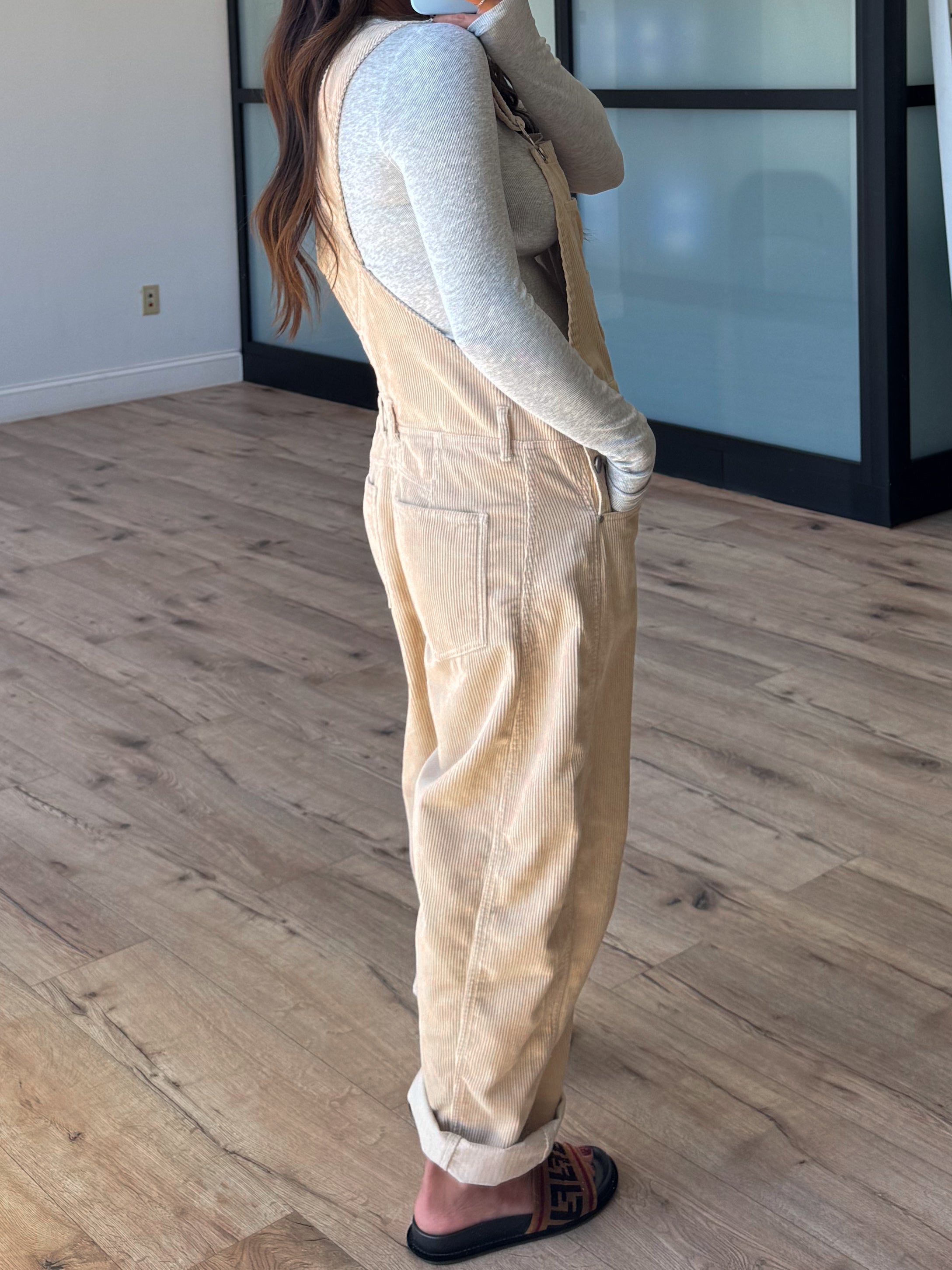 Corduroy Barrel Overalls | Oat | +Plus Available