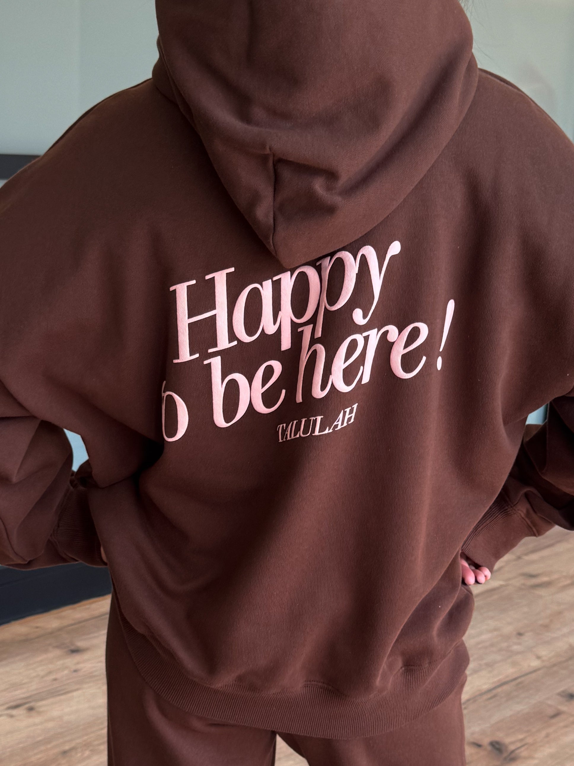 "Happy To Be Here!" Lounge Set | Chocolate