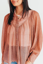 Pleated Shimmer Blouse | Rose Gold | FINAL SALE