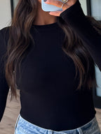 Essential Ribbed Long Sleeve | Black | +Plus Available | RESTOCK