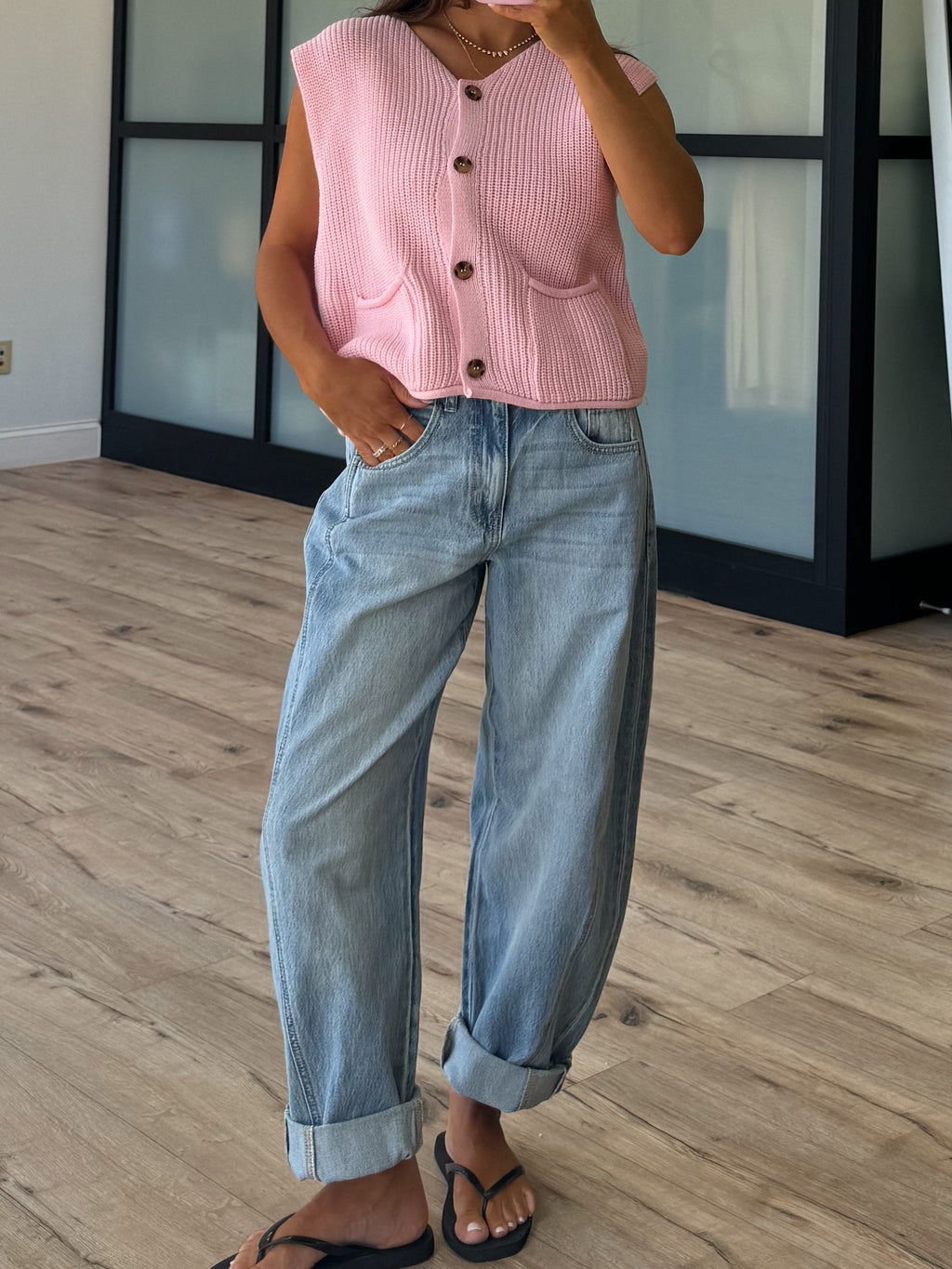 Zelie Button Knit Top