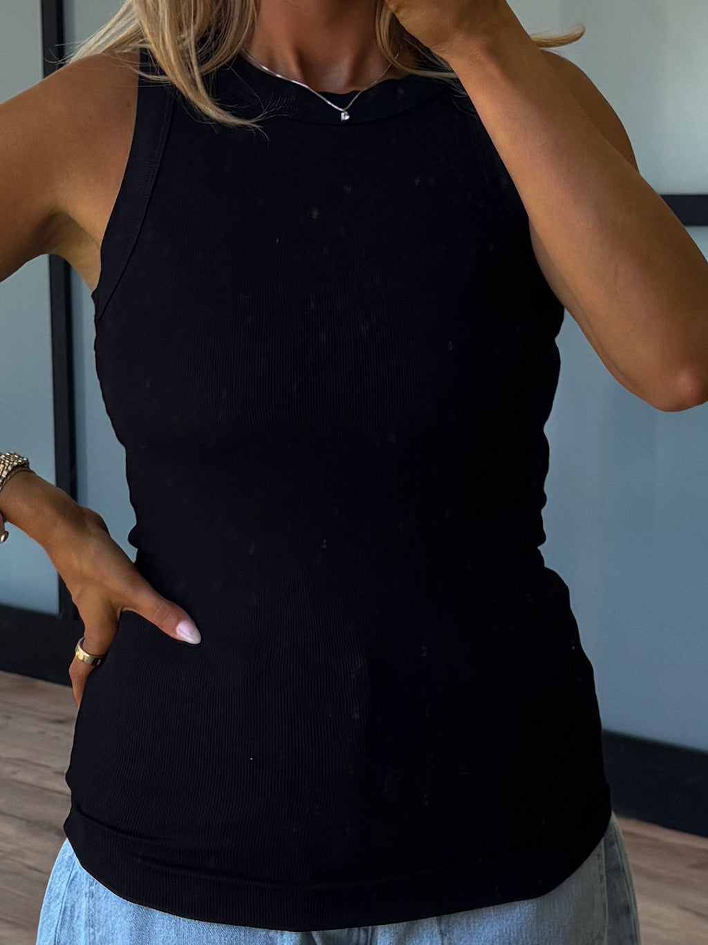 Essential Ribbed Tank | Black | +Plus Available