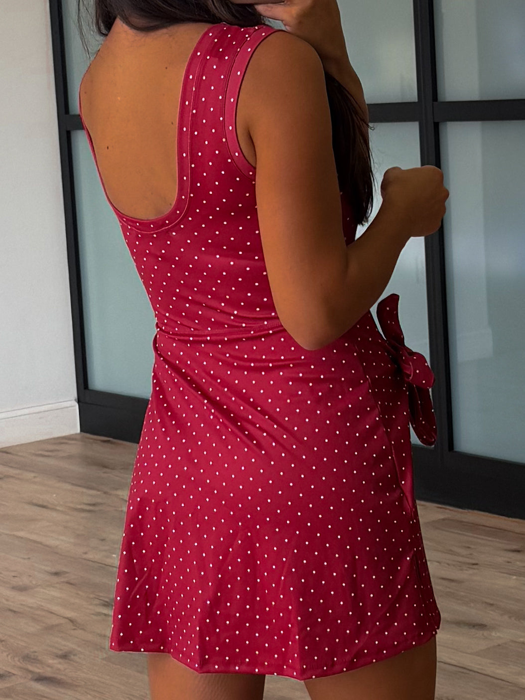 Polka Dot Active Wrap Romper | Cherry