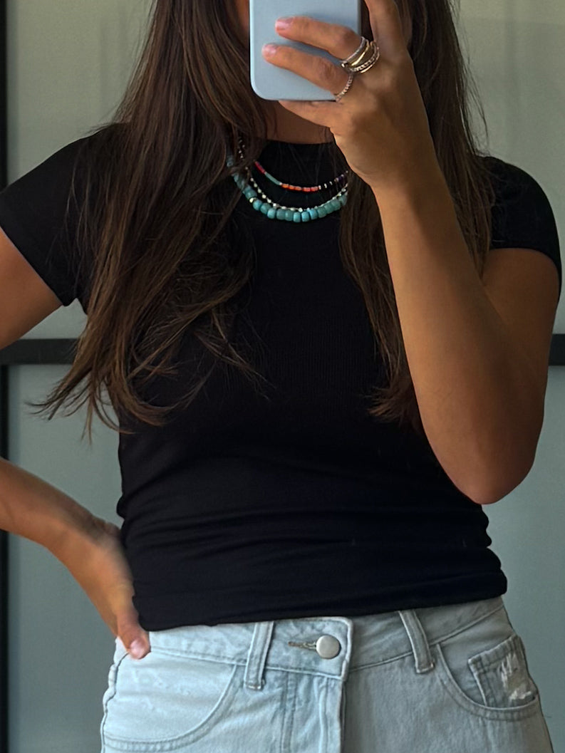 Essential Ribbed Tee | Black | +Plus Available | RESTOCK