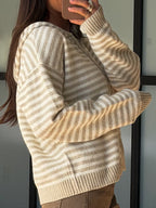 Aylia Zip-Up Hoodie | Sand Stripe