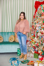 Pleated Shimmer Blouse | Rose Gold | FINAL SALE