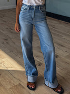Merritt Wide-Leg Cuff Jeans