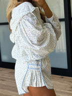 Azalea Windbreaker Jacket | White + Blue Bloom