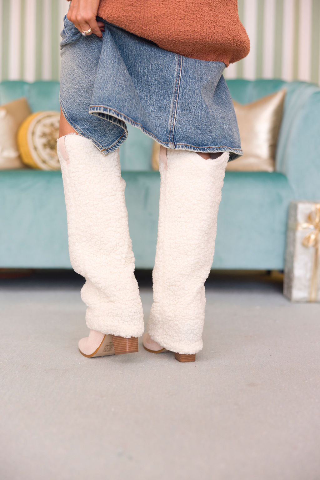 Sherpa Knee-High Foldover Boots | Cream | FINAL SALE