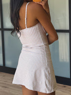 Sweetheart Active Dress | Beige Gingham | RESTOCK